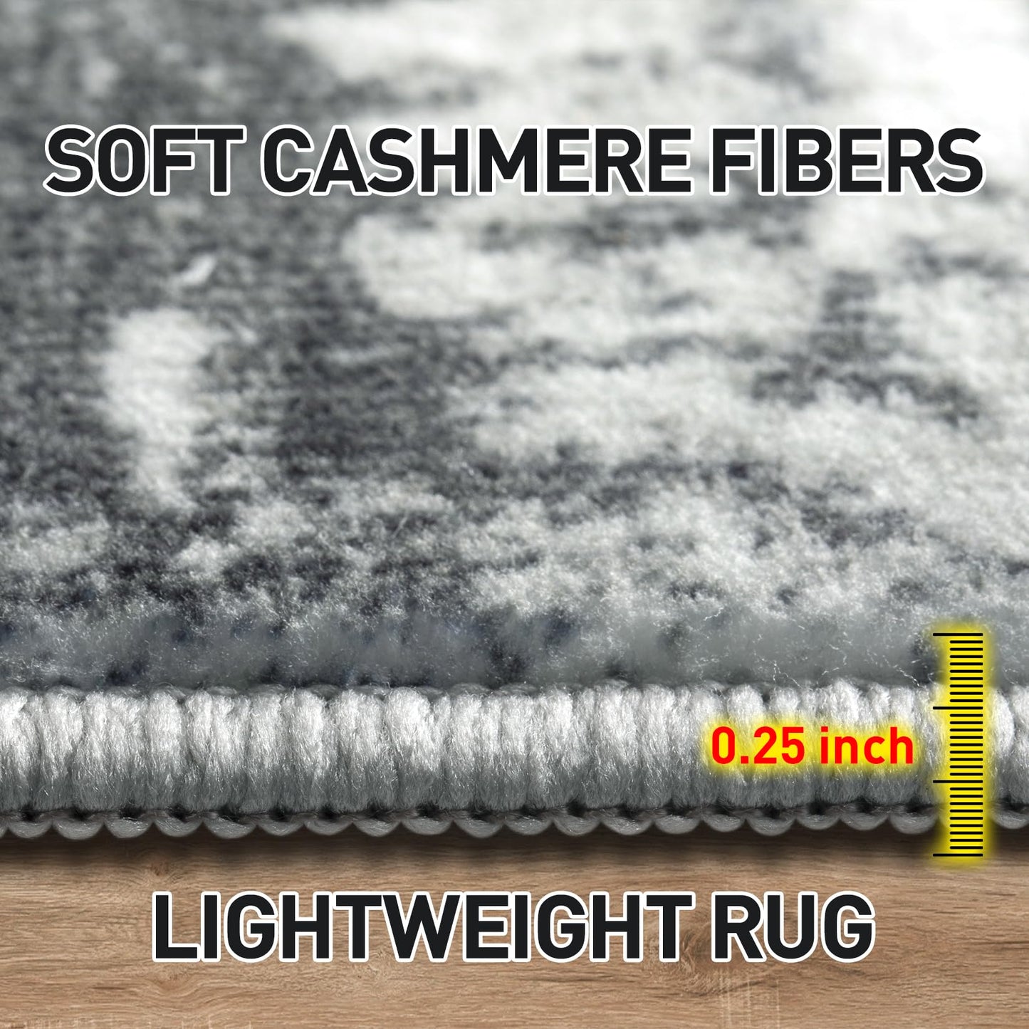 5x7 Area Rugs Washable Rug: Modern Abstract Living Room Rug Soft Anti-Skid Thin Carpet Indoor Floor Non-Shedding Carpets for Bedroom Dining Room Farmhouse Nursery Home Office Black Grey Gold