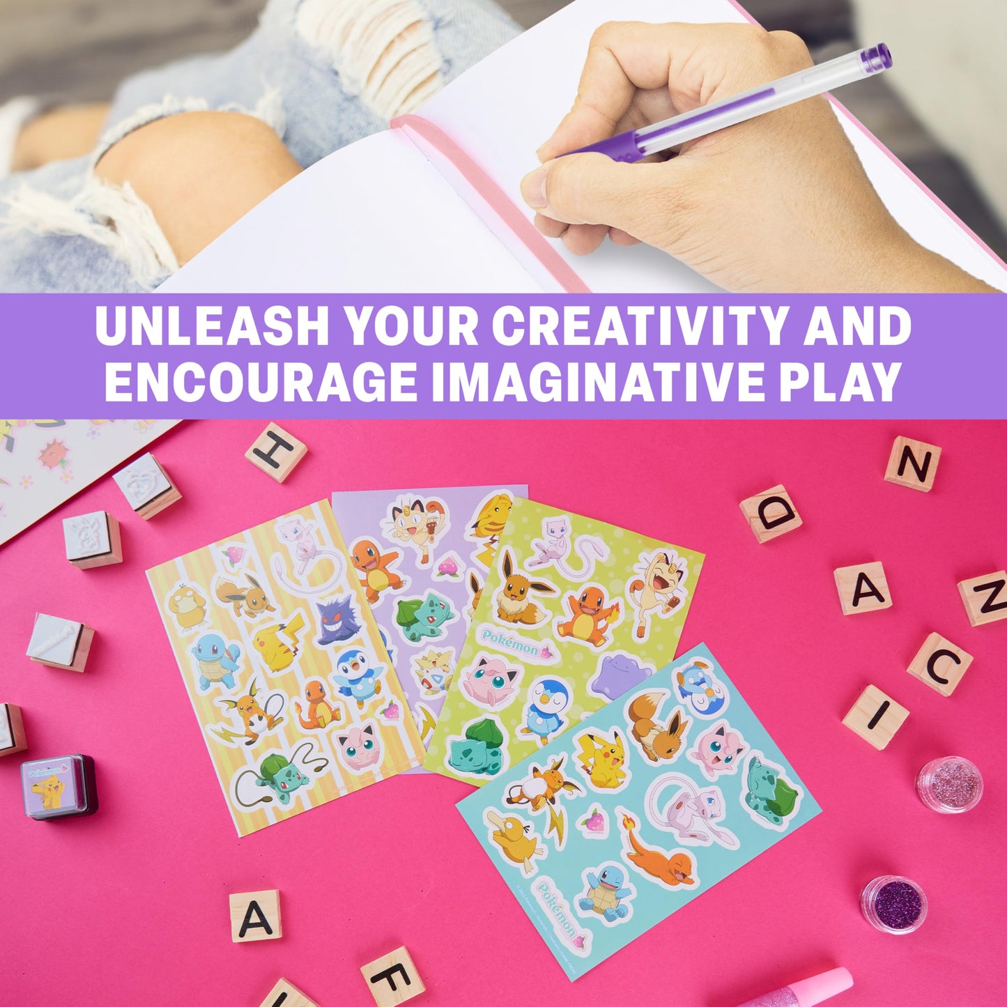 Pokemon Scrapbook Craft Kit for Kids, All-in-One Set with Gel Pens, Glitter, Sticker Sheets, Scrapbook Supplies, Art Supplies, Gifts for Kids
