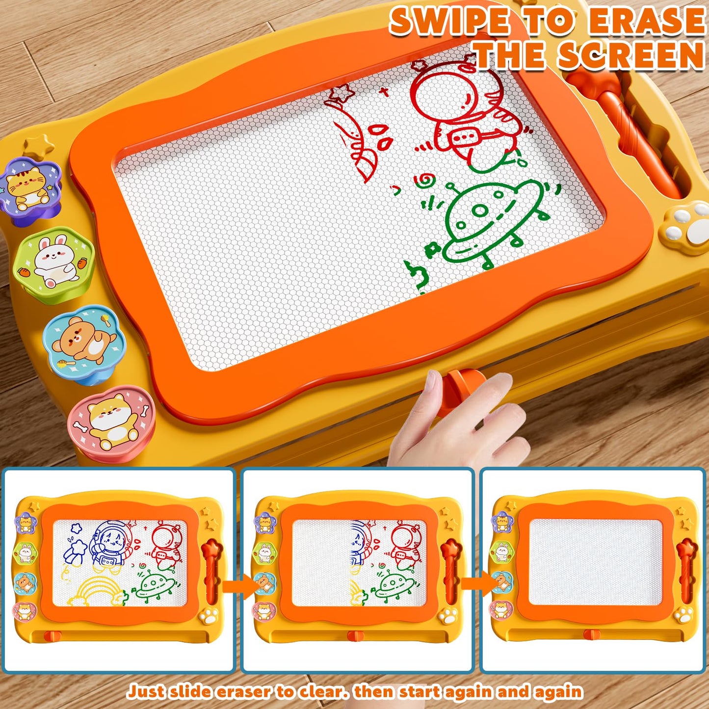 Large Magnetic Dot Board for Kids, Magnetic Drawing Board for Toddlers, Magnetic Dots Art with Magnetic Pen, Montessori Kindergarten Educational Travel Toys, Kids Boys Girls 2 3 4 5 6 7 Years Old