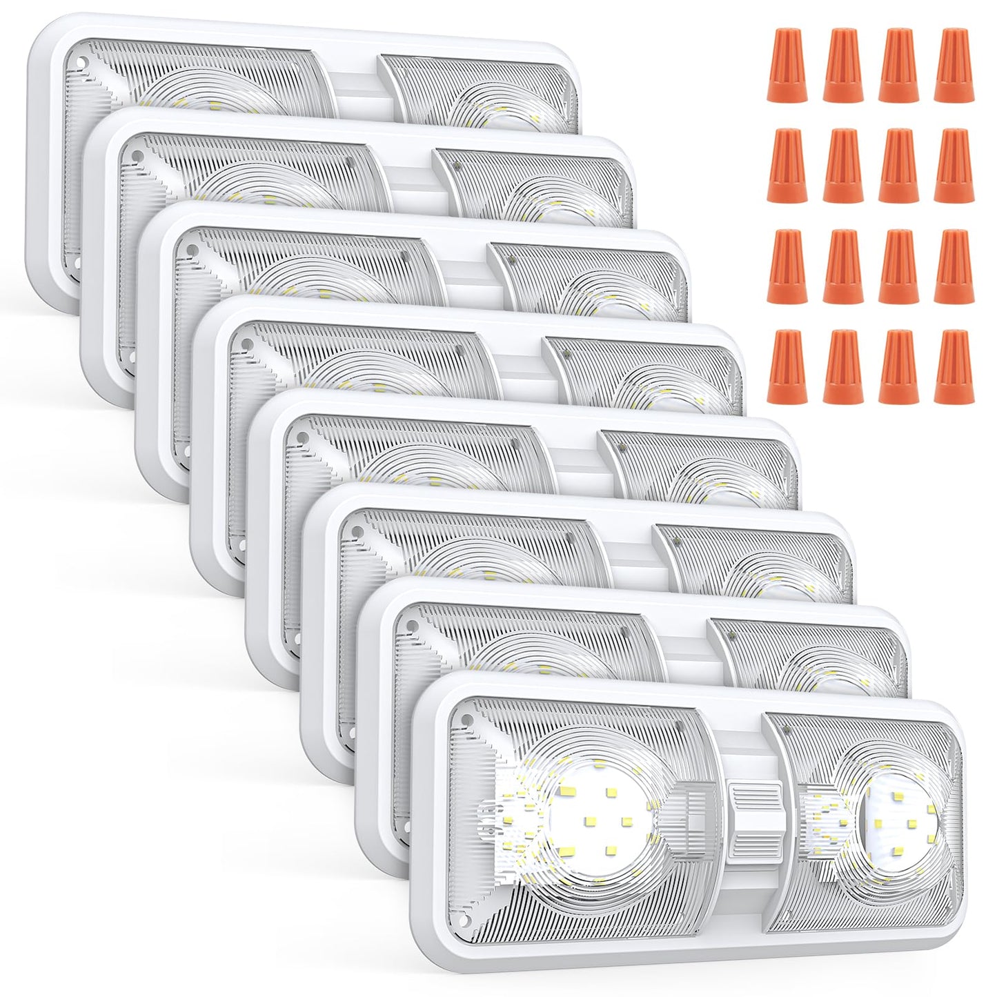Aaleds RV Lights Interior, 12 Volt Led Lights 1000LM, Camper Lights 8W, RV Led Lights Interior Fixtures 12V, RV Ceiling Dome Light with Switch for RV/Camper/Trailer/Boat/Car (Natural White, 8Pack).