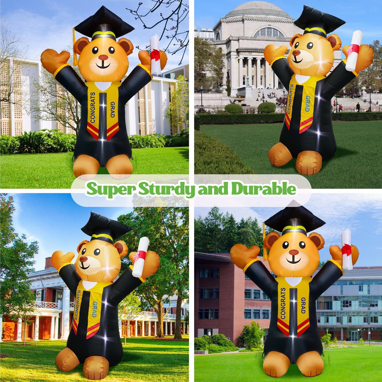 inslife 8FT Tall Graduation Blow Up Inflatable Teddy Bear Graduation Decorations, Graduation Inflatable Bear Built-in 4 Bright LED Lights for Graduation Inflatables Outdoor Decorations