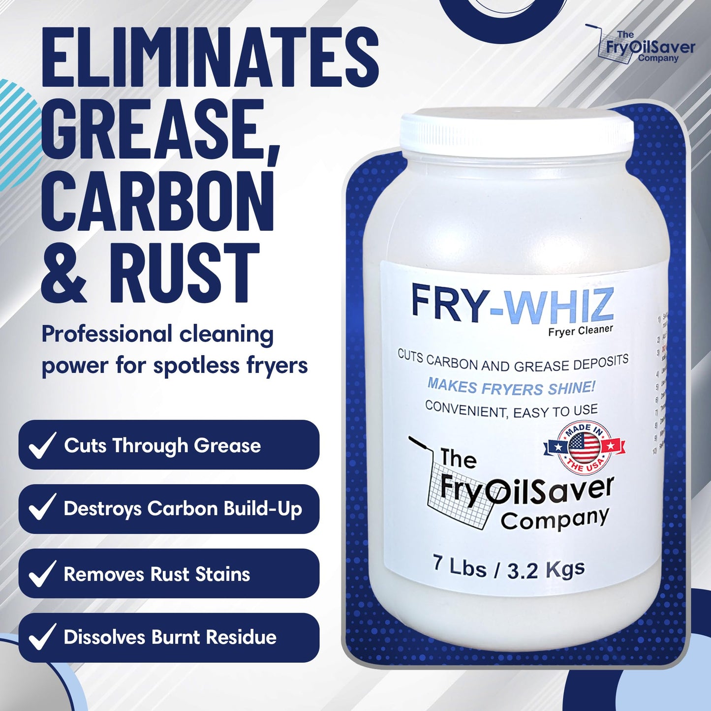 Fry-Whiz 1 Gallon Deep Fryer Cleaner - Commercial Formula for Ovens, Grills & Griddles - No Boil Out Required - Removes Carbon, Grease & Rust - Non-Foaming Food Service Supply