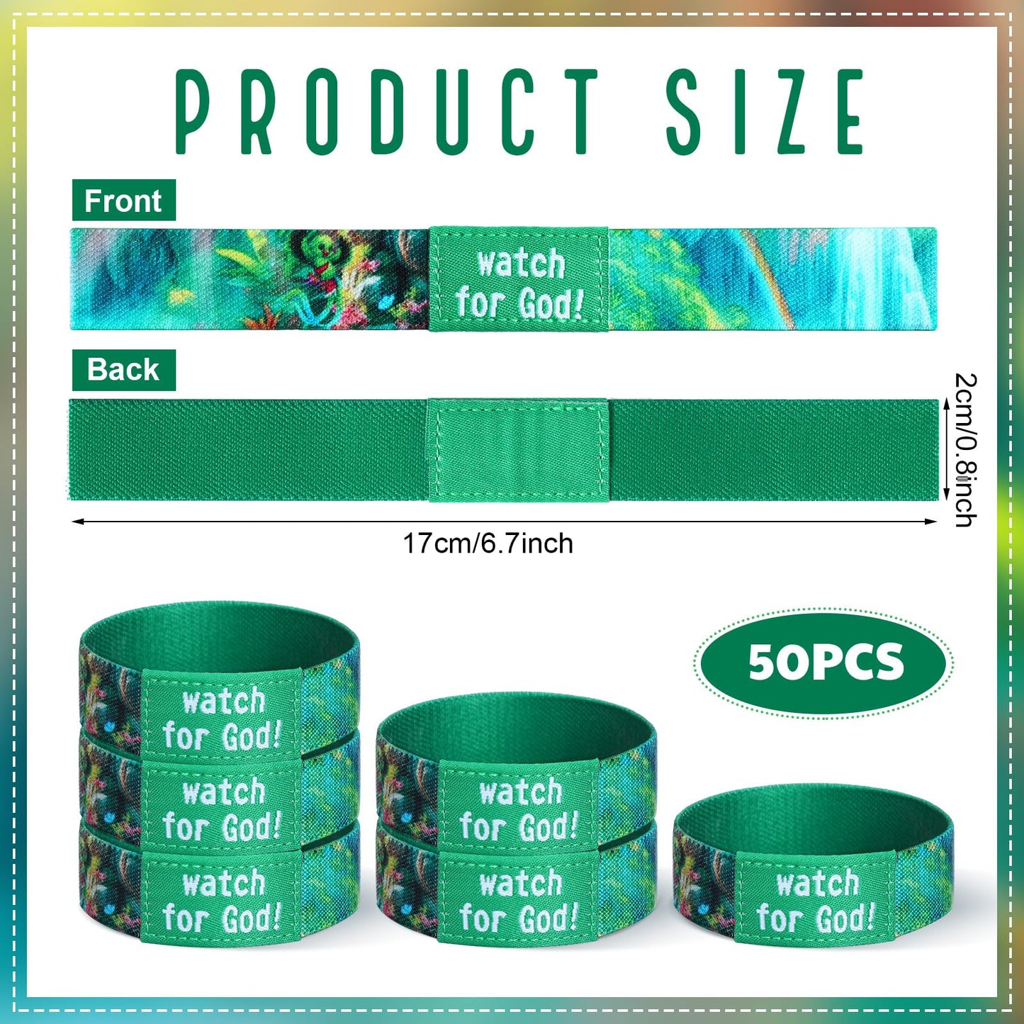 Liliaafar 50 Pcs VBS 2026 Wearable Bracelet Rainforest Fall Watch for God Elastic Christian Religious Bible Verse Inspirational Weaving Stretch Wristband for Men Women Teen Jesus Gift(Modern Style)