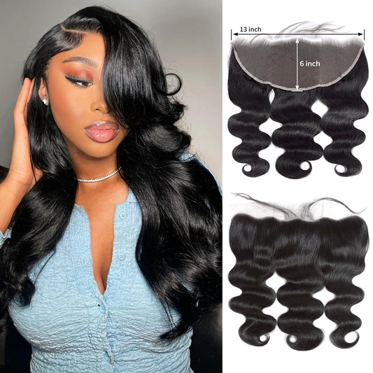 13x6 Frontal 16 Inch Body Wave Lace Frontal 100% Human Hair Ear to Ear lace Frontal 13x6 Body wave hd Transparent Lace Frontal Only with Baby Hair 180% Natural Color