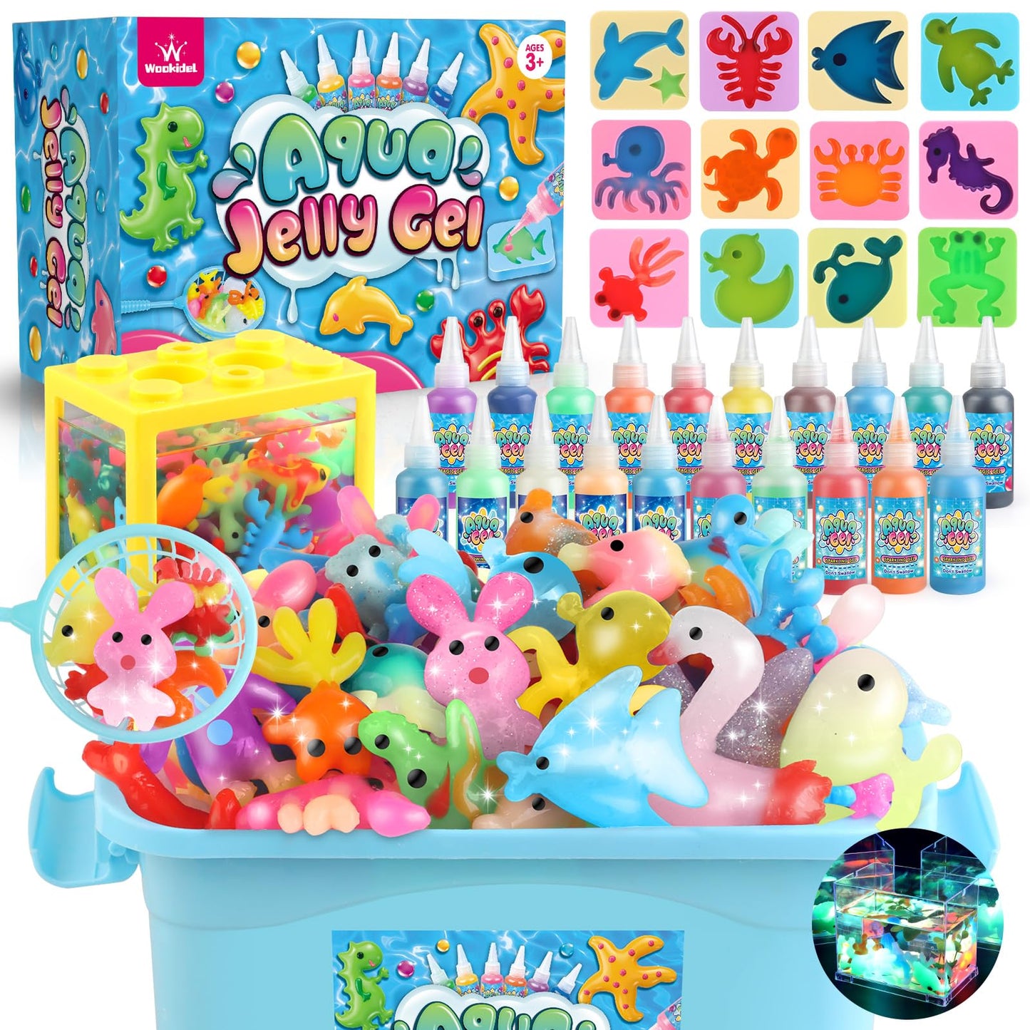 wookidel Magic Water Elf Toy Kit, Aqua Fairy Water Gel Kit with 20PCS Magic Gels and Animal Molds, Gift for Christmas, Easter, Birthday,Creative Art Craft Kits for Girls Boys 6 7 8 9 10 Year Old