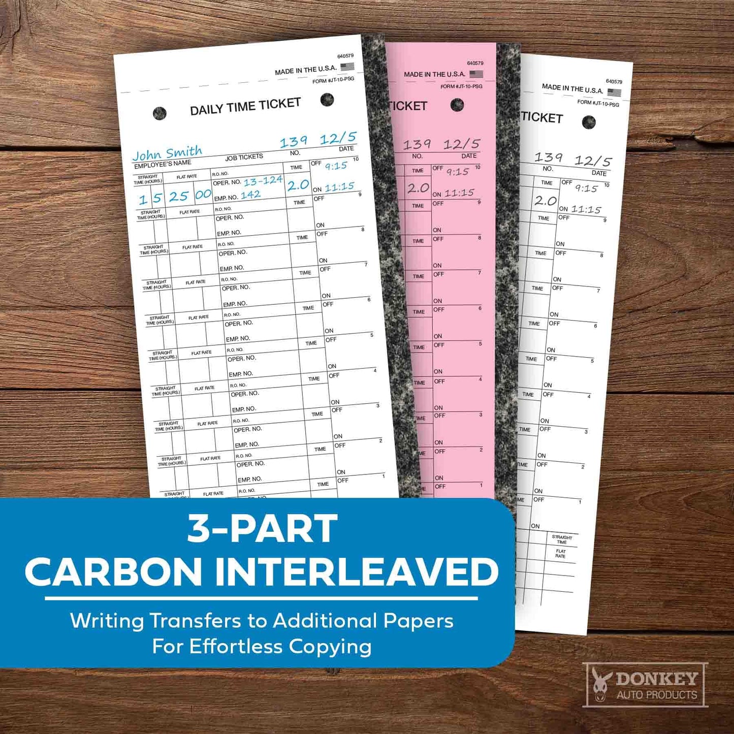 Daily Time and Job Ticket - 10 Labels per Sheet (3-Part) (Form JT-10-PSG) (250 per Box)