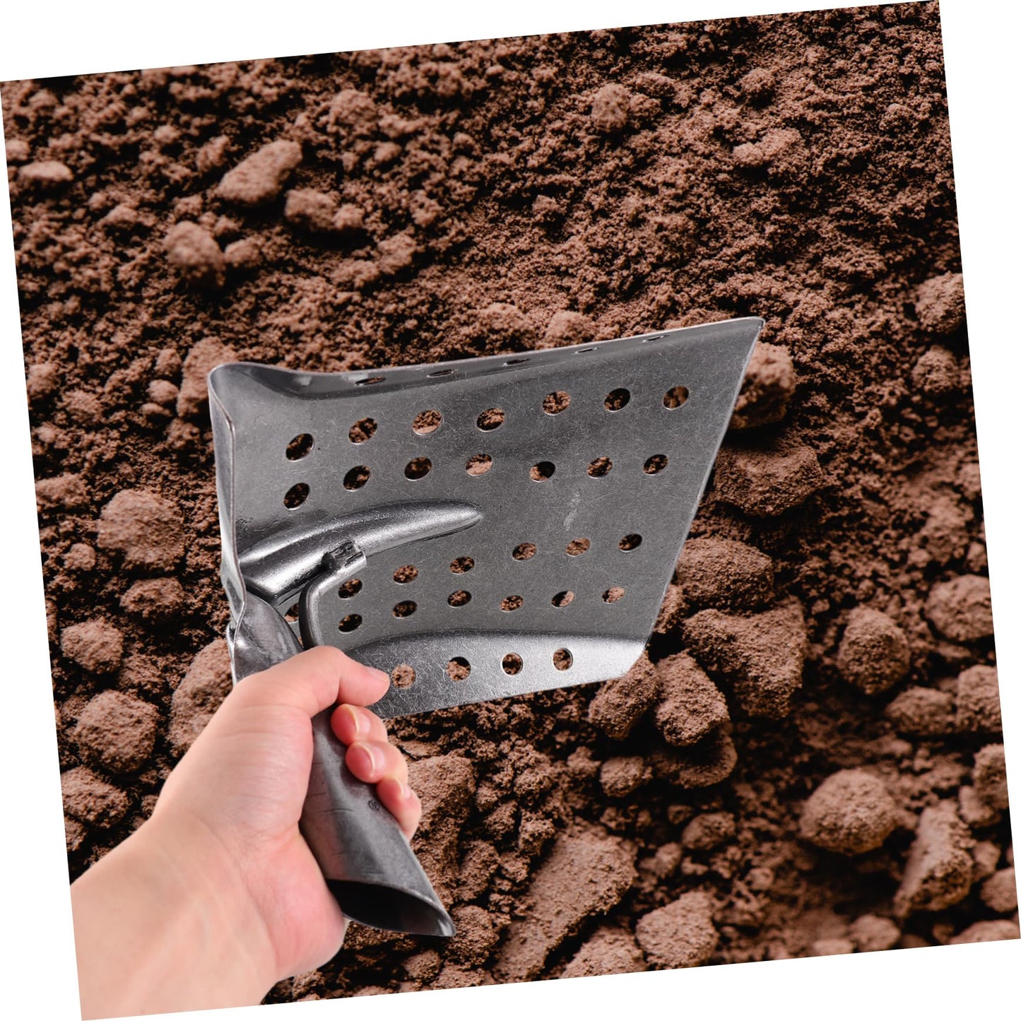 Garden Shovel Leak Hole Shovel Mud Sifting Shovel Sewer Sifting Shovel Garden Shovel Silver Metal Iron Square Sieve Shovel Square Sifting Shovel Metal Sifting Shovel Tool