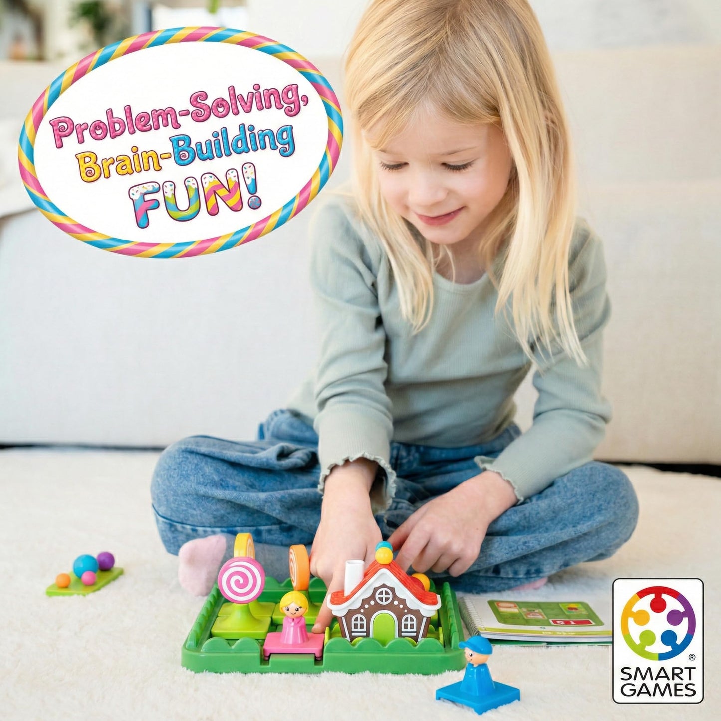 SmartGames Hansel & Gretel’s Candy Adventure – Preschool Logic Game with 48 Challenges, STEM Puzzle Toy for Ages 4–7, Single Player Brain Game with Fairy Tale Theme