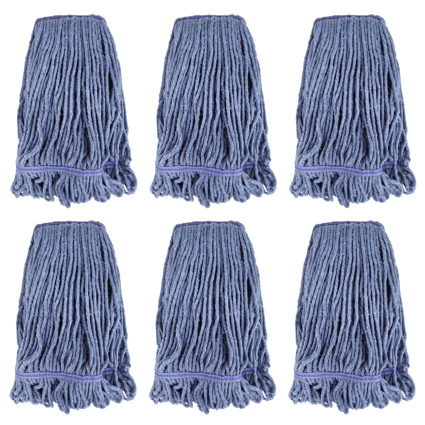 Commercial Heavy Duty Mop Heads Replacement for Rubbermaid: 6 Packs Industrial Wet Mop Head for Floor Cleaning - Commercial Products Looped End String Head Refills