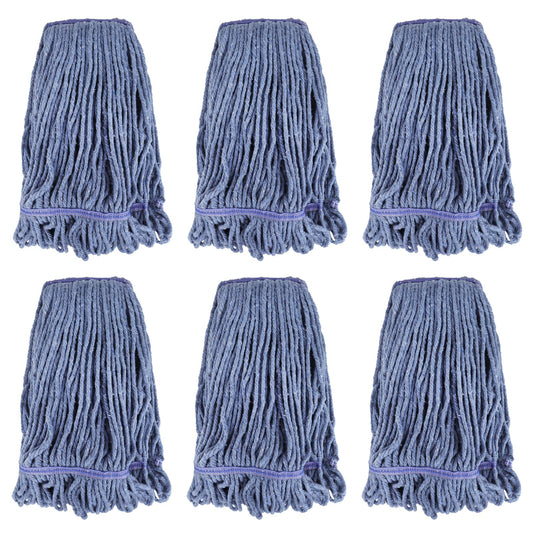 Commercial Heavy Duty Mop Heads Replacement for Rubbermaid: 6 Packs Industrial Wet Mop Head for Floor Cleaning - Commercial Products Looped End String Head Refills