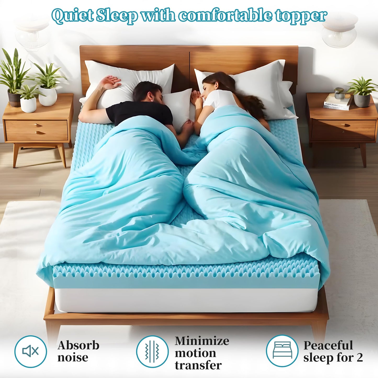 Zyerch 2 Inch Memory Foam Mattress Topper Twin XL, Egg Crate Twin XL Mattress Topper with Cooling Gel, Pressure Relief Plush Feel Breathable Bed Toppers for Bedroom, College, Dorm, RV