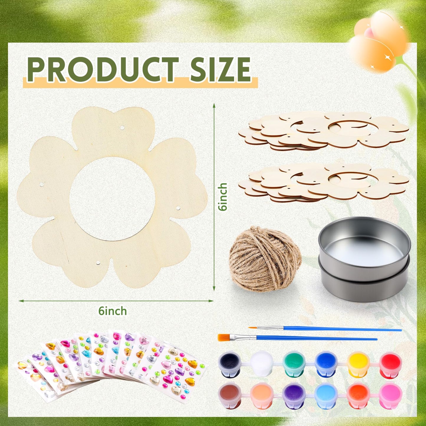 CroBlissful 12 Pack Bird Feeder Craft Kits for Kids DIY Your Own Bird Feeders with Paint and Paintbrushes Wooden Arts and Crafts for Kid Ornaments to Paint Feeders Craft for Garden (Petal Shaped)