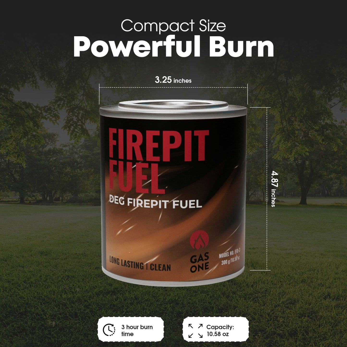 GasOne 8-Pack Firepit Fuel – Safe Wick Fuel for Fire Pit – Portable Fire Pit with 3 Hours Burn Time per Canister - Ideal for Entertaining, Ambiance