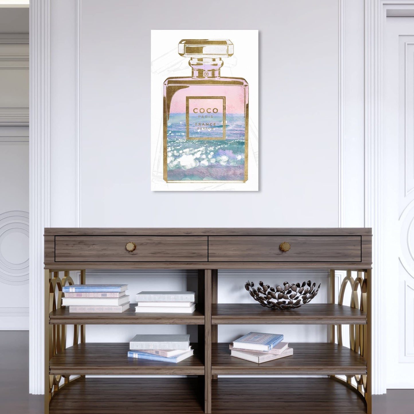 Oliver Gal Fashion and Glam Wall Art Canvas Prints Blush Ocean Spray Perfume Home Décor, 16" x 24"
