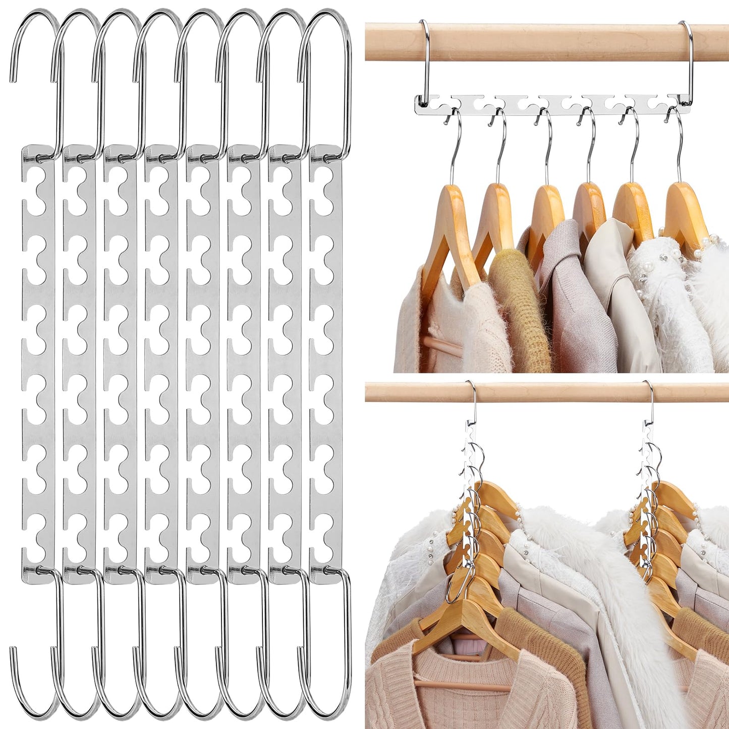 HOUSE DAY Space Saving Hangers for Clothes 20 Pack, Heavy Duty Hanger Organizer | 30 Lbs Capacity |, Metal Magic Hanger, Sturdy Multi Hangers, Closet Space Saver Closet Organizers and Storage