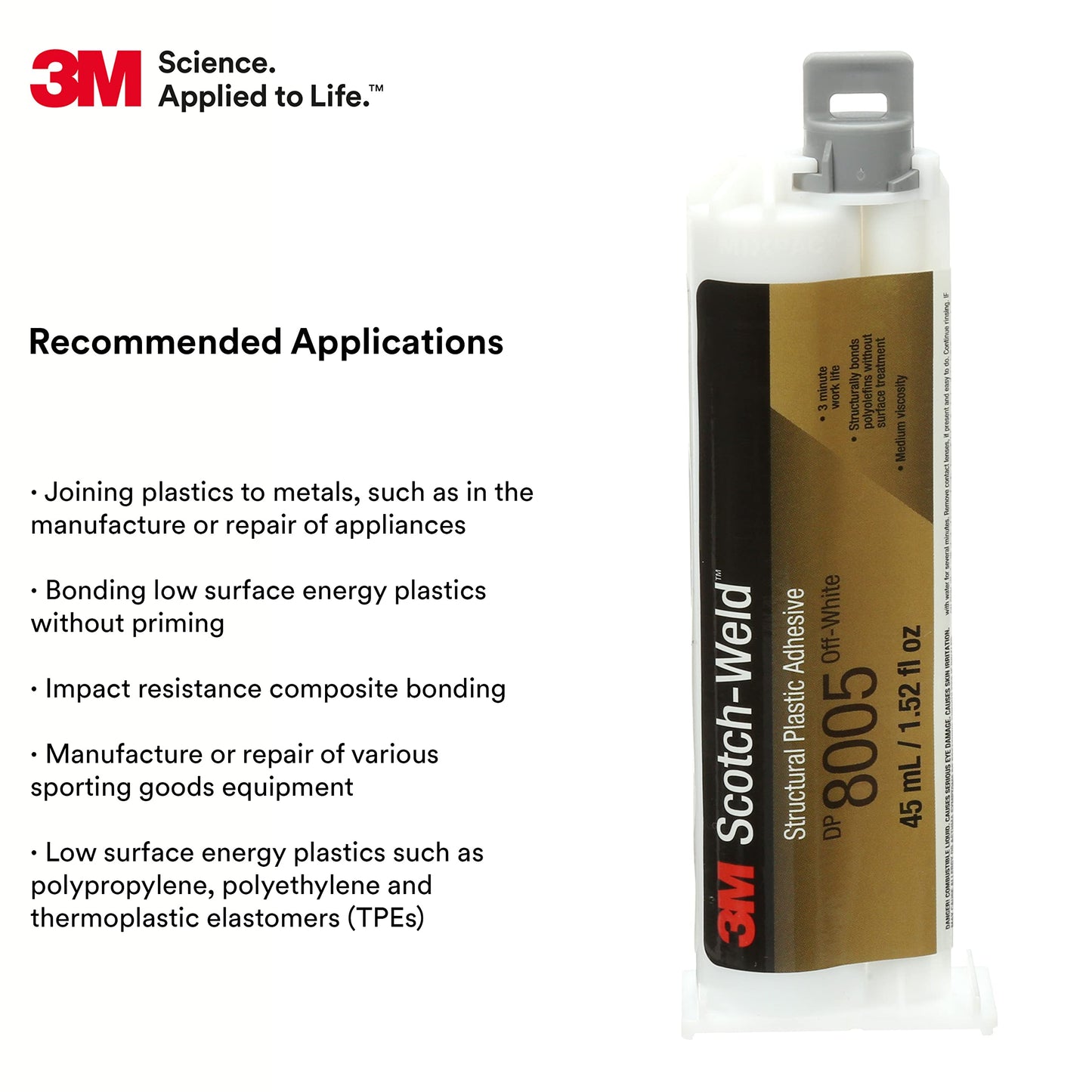 3M Scotch-Weld Structural Plastic Adhesive DP8005 Off-White, 45mL Duo-Pak