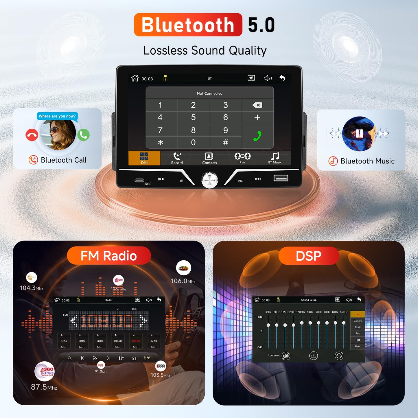 Single Din Car Stereo Carplay Android Auto, Driauto 7 Inch HD Touch Screen Car Radio with Bluetooth Single Din Mirror Link FM Radio with Backup Camera EQ, Car Audio Receiver Support USB/Type-C SWC