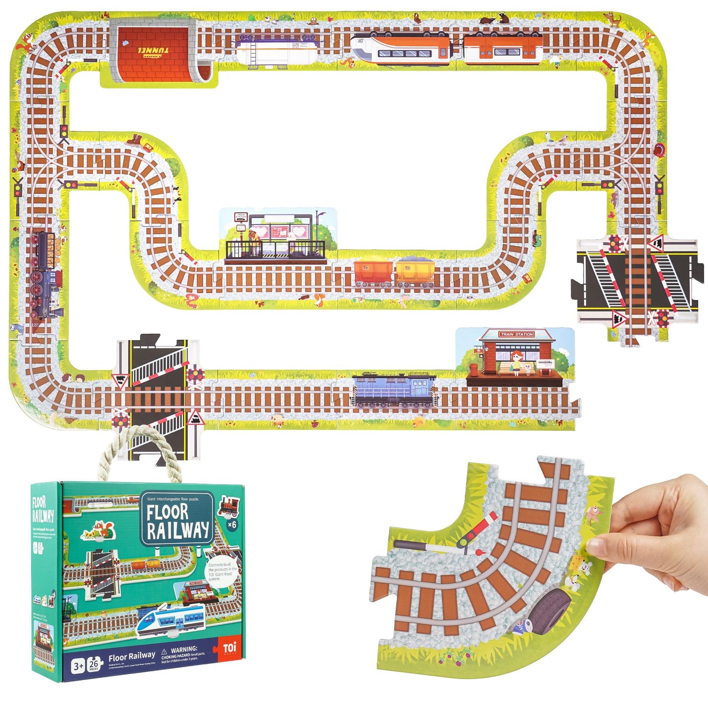 TOI Gaint Floor Puzzle for Kids Ages 3 and Up, 2x3 Feet City Floor Puzzles for Toddlers 3-5, Extra Large Preschool Learning Jigsaw Puzzles for Boys and Girls