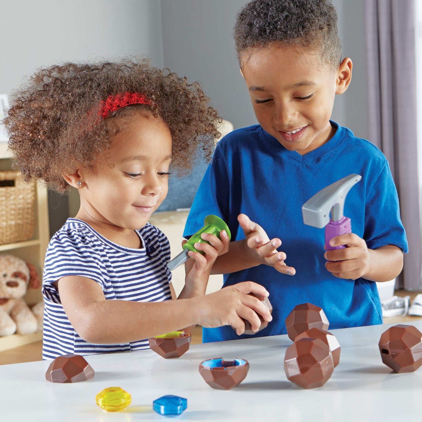 Learning Resources Rockin' Gem Surprise, Sorting, Matching, Counting Skills and Early STEM, 19 Pieces, Ages 3+