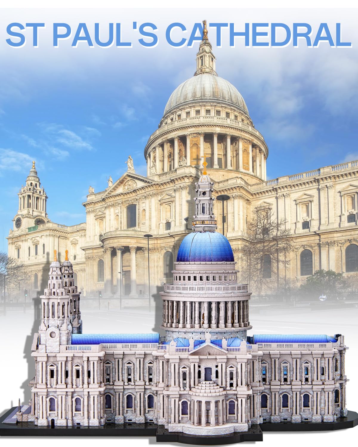 Piececool 3D Metal Puzzles for Adults, St. Paul's Cathedral Metal Model Kit, London Cathedral Architecture Building Kits, DIY Hobbies Crafts for Adult Family Time,Home Decor Best Gifts