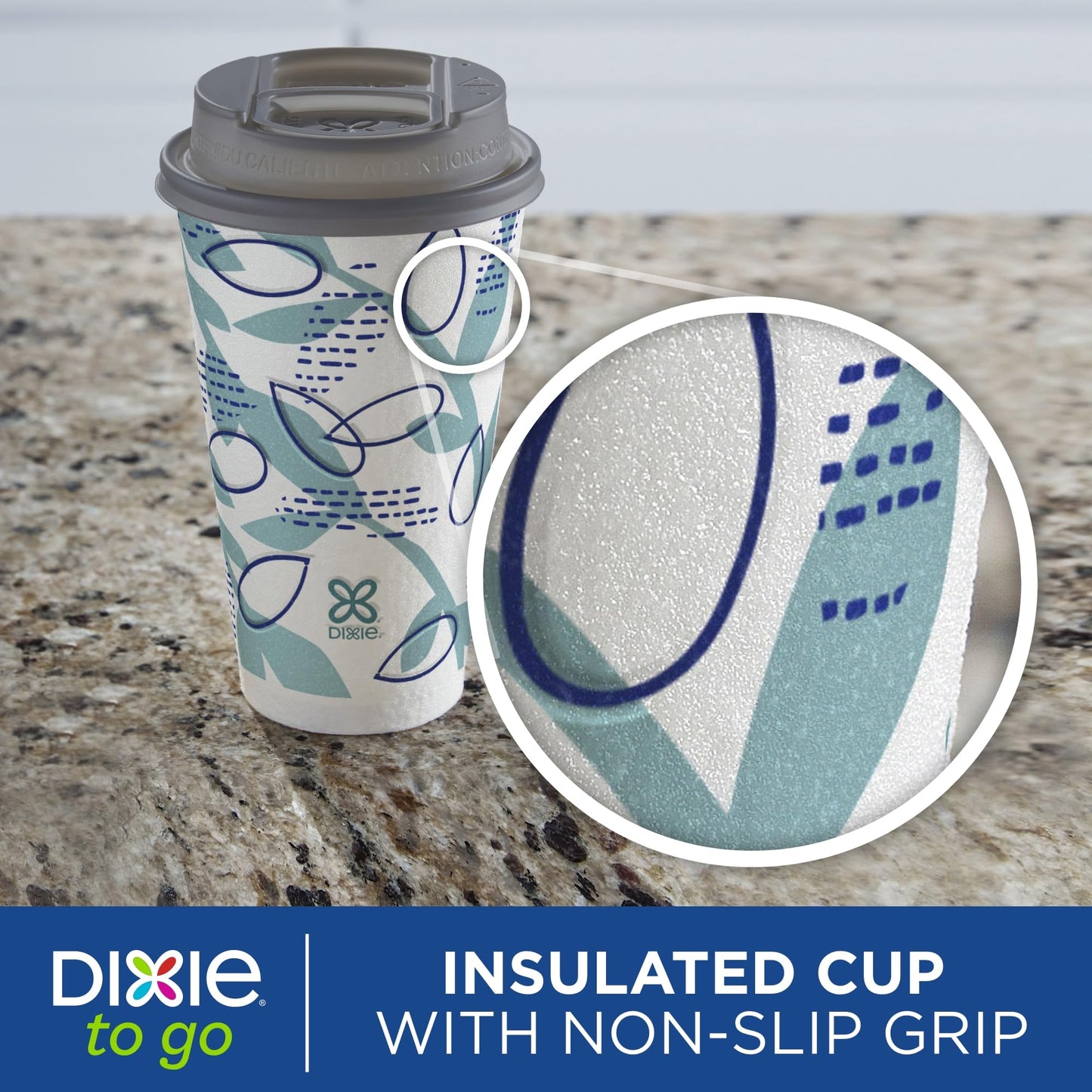 Dixie To Go Paper Coffee Cups With Lids, 16 oz, 108 Count (6 packs of 18 cups), Disposable Insulated Paper Cups for On-The-Go Hot or Cold Beverages