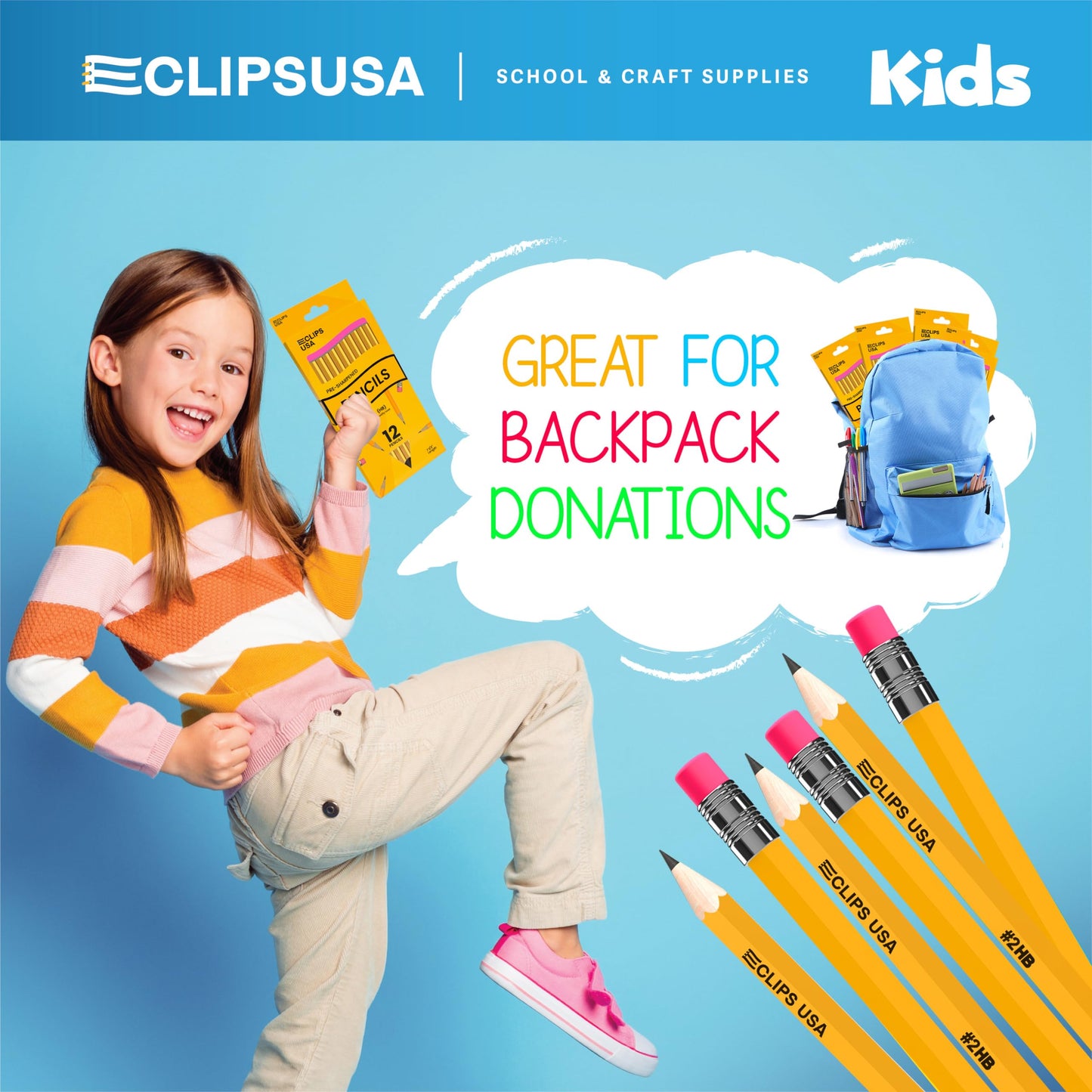 E-CLIPS USA Sharpened Pencils #2 Bulk, Classroom Must Haves School Supplies, Number 2 Pencils Bulk Office Supplies, 12 Per Box (48 Boxes)
