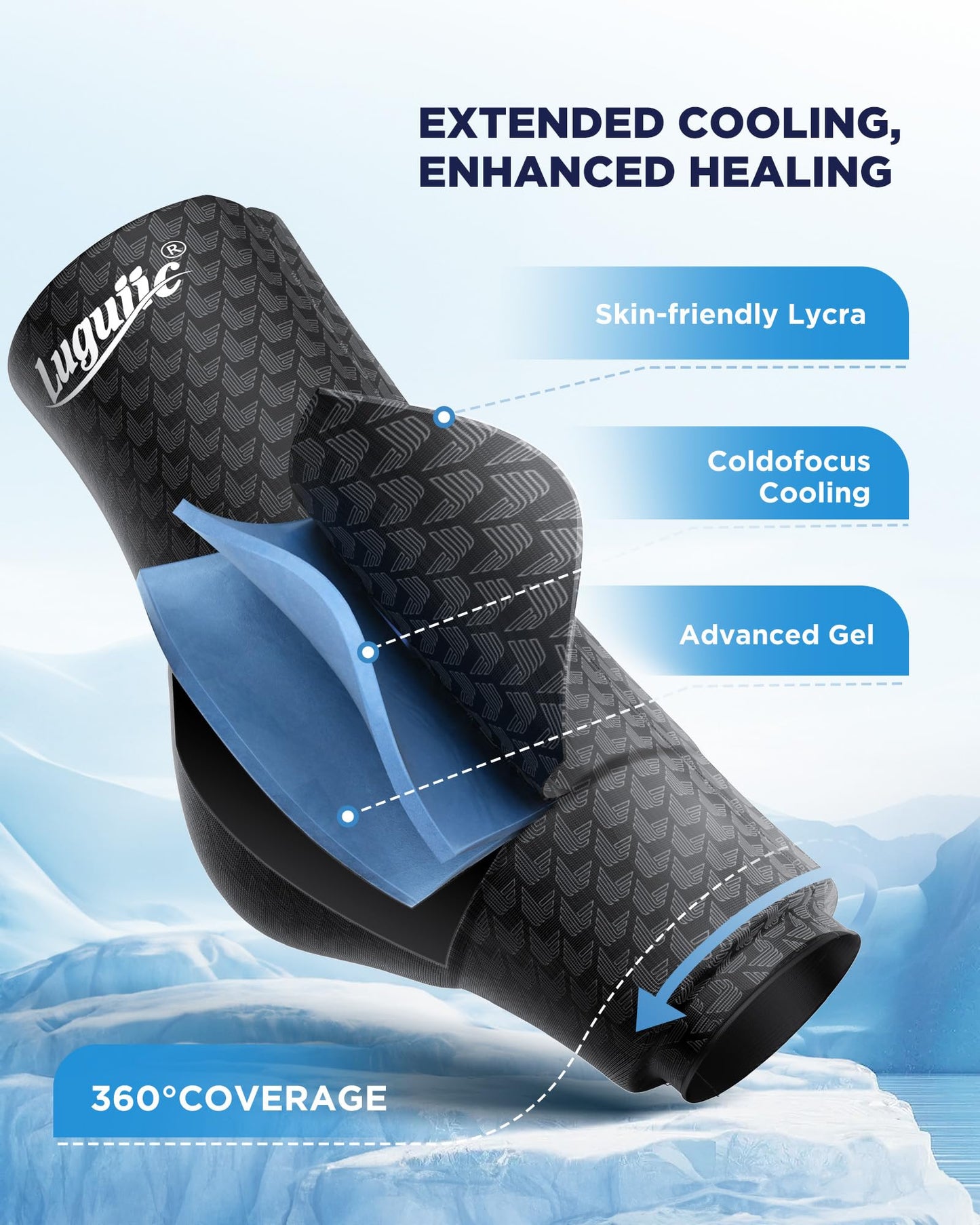 Ankle Ice Pack Wrap with Dual-Freezestorm Cooling Gel for Sprained, Ice Ankle Wrap with Cold Compression & 360°Coverage for Achilles Tendonitis, Swelling Relief and Surgery Fracture Recovery(Large)