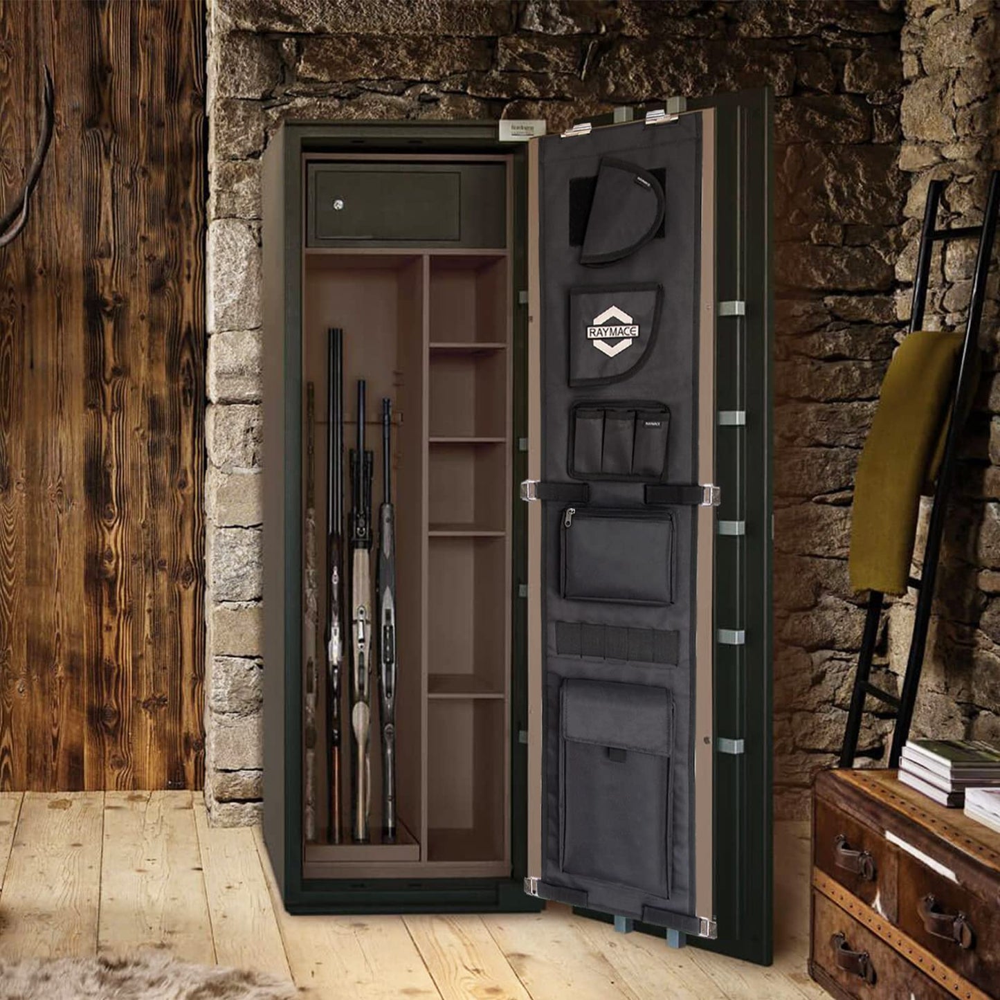 RAYMACE Gun Safe Door Panel Organizer 10W*46H inch，Adjustable Width to 13 Inch, Pistols and Documents Storage Solution