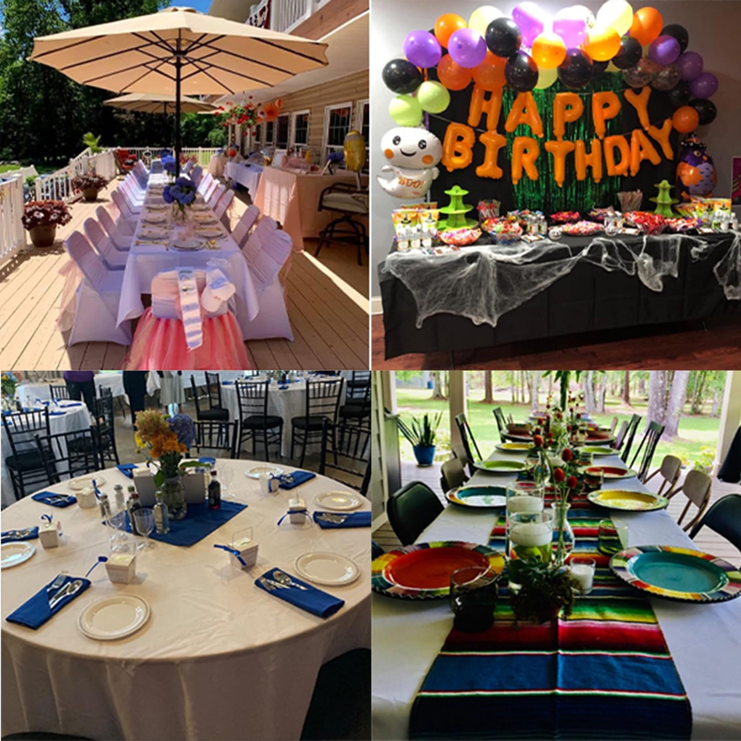 6 Pack White Tablecloth 60 x 120 Inch Table Cloth for 8 Foot Rectangle Tables, Wrinkle Resistant Washable Polyester Fabric Table Covers for Party, Wedding,Dining,and Banquet
