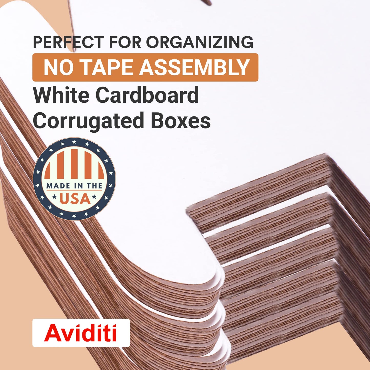 AVIDITI Corrugated Cardboard Storage Bins Holder 2" x 12" x 4.5" (50 Pack), Open Top Durable and Ideal for Organizing Parts Bin Work Areas Packing Moving and Storage - White, 50 Pack