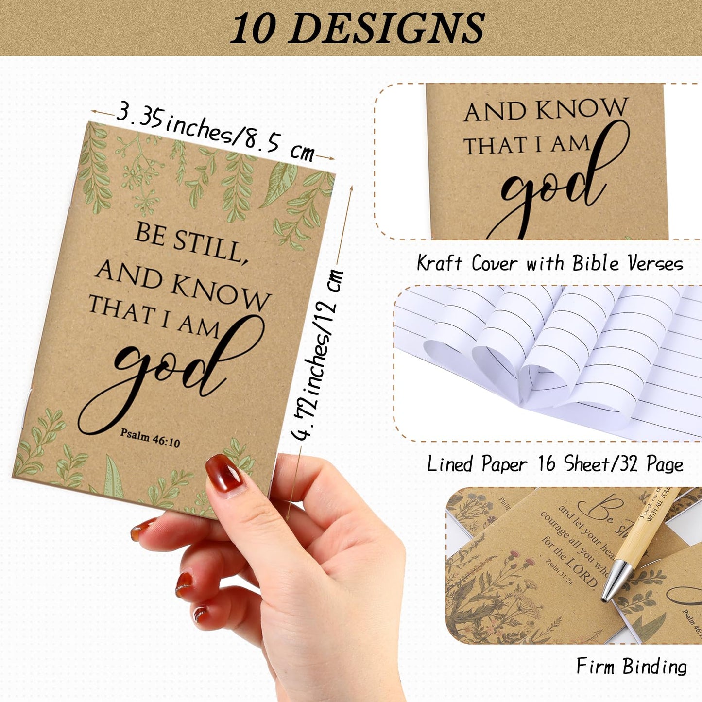 Ctosree 200 Pcs Bible Verse Prayer Journal Notebook for Women Christian Notepads Gifts Mini Inspirational Religious Note Pads for Father's Day Church Teacher Sunday School 3.15 x 5 Inch (Brown)