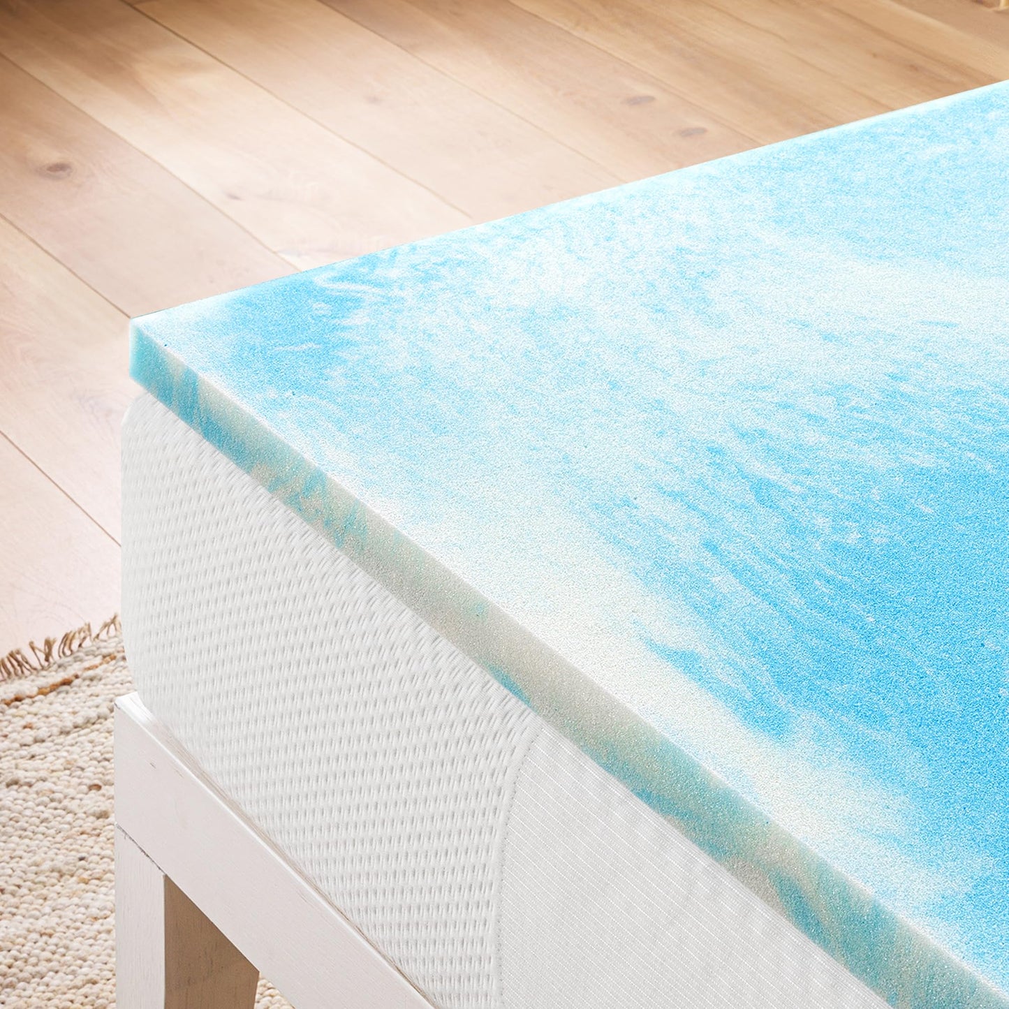 Best Price Mattress 1.5 Inch Swirl Gel AeroBreeze Cooling Air Flow Memory Foam Mattress Topper, Dorm Essentials, King