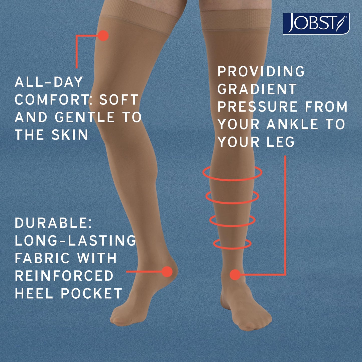 JOBST Relief Knee High Graduated Compression Socks 20-30mmHg - Comfortable Unisex Design - Closed Toe, Black, Large Full Calf