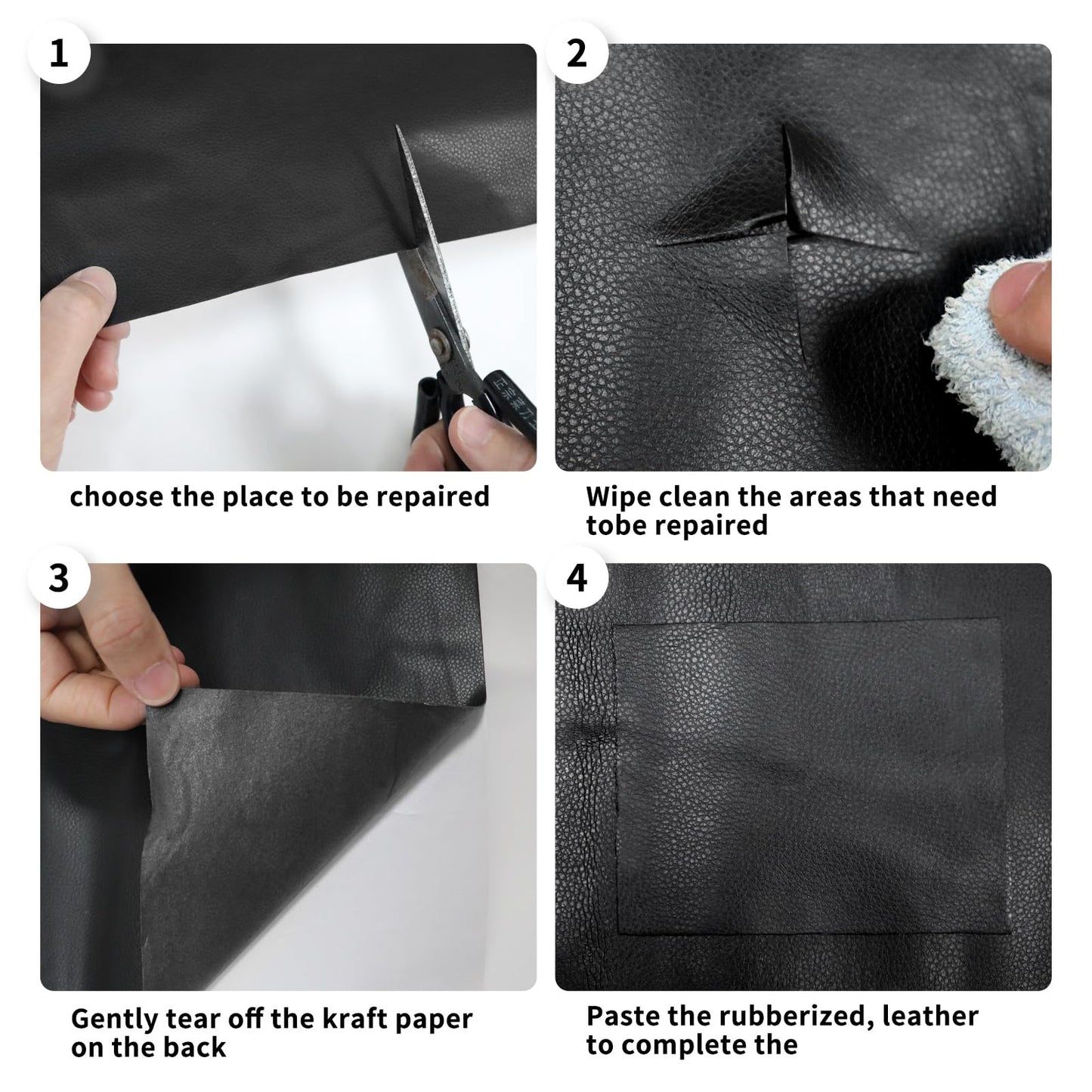 BSZHTECH Leather Repair Tape Self-Adhesive Leather Repair Patch for Couch Furniture Sofas Car Seats Advanced PU Vinyl Leather Repair Kit (Black, 17X157 inch)