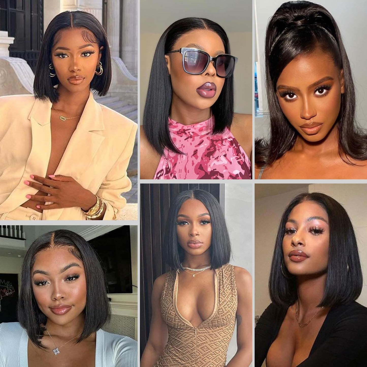 urno ble 13x4 HD Lace Front Bob Wig Human Hair Pre Plucked 180% Density Free Part Short Bob Wig With Baby Hair Straight Bob Lace Front Wigs Human Hair for Women（10in）