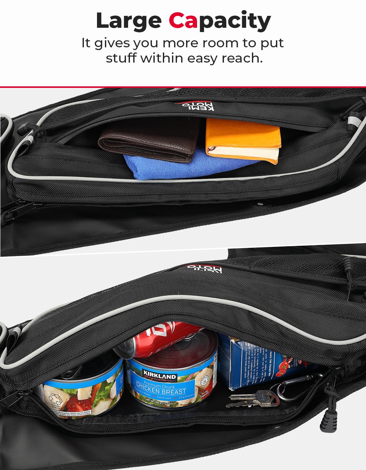 KEMIMOTO 2020-2024 PRO XP Front Door Bags With Knee Pads Storage Tool Bags Compatible with 2020-2024 Polaris RZR PRO XP/R/4, Turbo R/4 UTV Cab Pack with Multiple Pockets