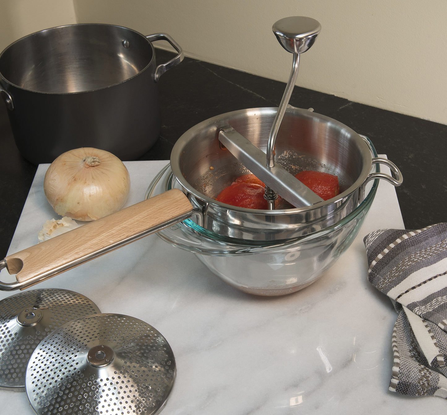 RSVP International Endurance Kitchen Tool Collection Stainless Steel Food Mill, 7.75" Diameter