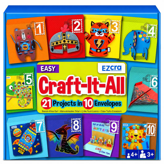 EZCRA Craft Box for Kids Ages 4-8 - 21 Projects in 1 - Arts and Crafts Kits - Complete Activity Set – No Mess Educational Preschool & Homeschool Art Projects - for Girls Boys