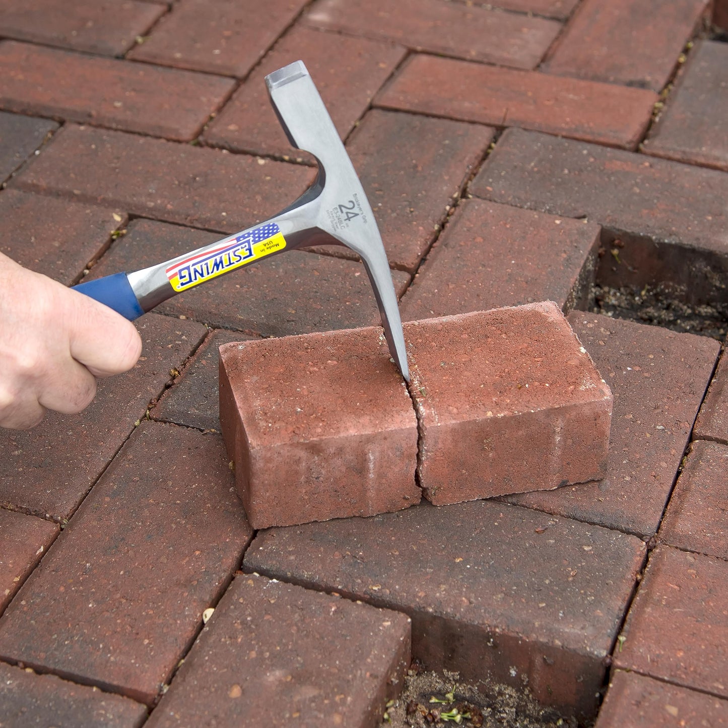 ESTWING Bricklayer's/Mason's Hammer - 24 oz Masonary Tool with Forged Steel Construction & Shock Reduction Grip - E3-24BLC