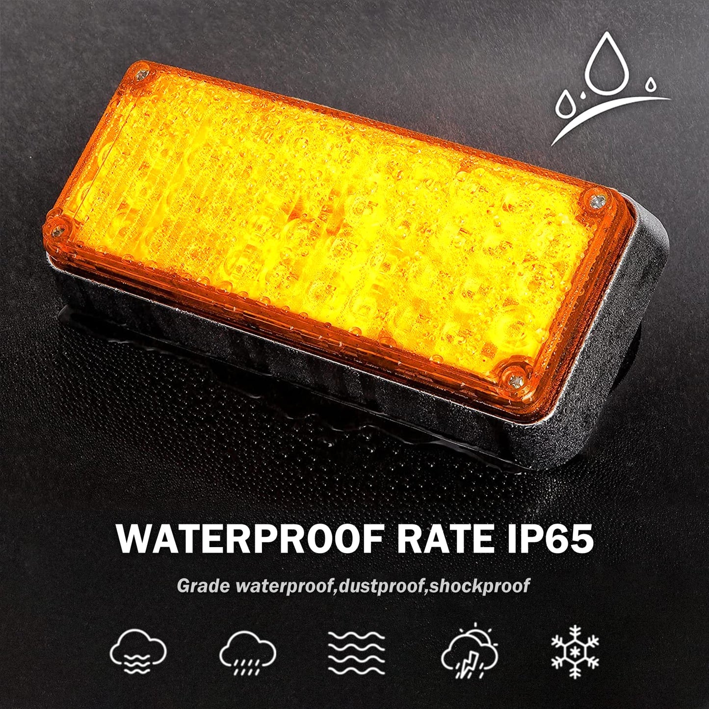 Upgraded 2pcs Magnetic Strobe Flashing Hazard Amber beacon Lights for Trucks Trailer Vehicles Wireless Portable 42 LED Trailer Tail Plow Marker Warning Rechargeable Overside Road Light 5 Patterns