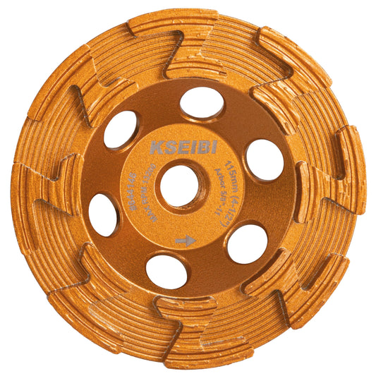 KSEIBI 644146 Surface Grinding Wheels 4-1/2 Inch - Diamond Cup Wheel for Concrete Tools, Angle Grinder Attachments, Extra Coarse Concrete Grinder with Z-Segment and Integrated Flange