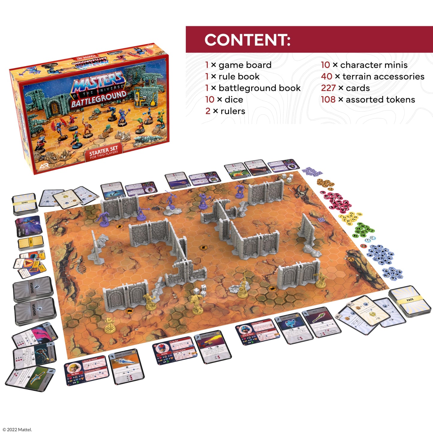 Masters of The Universe Battleground Starter Set - 2-Player Tabletop RPG Board Game - Includes 10 Miniatures of Real Motu Characters Like He-Man and Skeletor - Ages 14 Years + - from Archon Studio