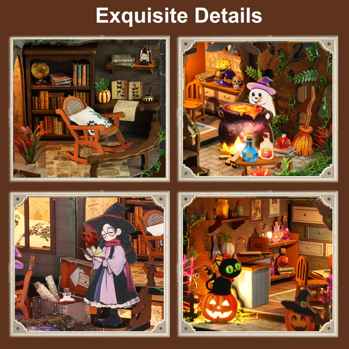 ISSEVE DIY Miniature House Kit, Mini Model House Building Kits for Adults, Tiny House Dollhouse Kit, Halloween Christmas Home Decoration, Gifts for Family and Friends (Magic Castle)