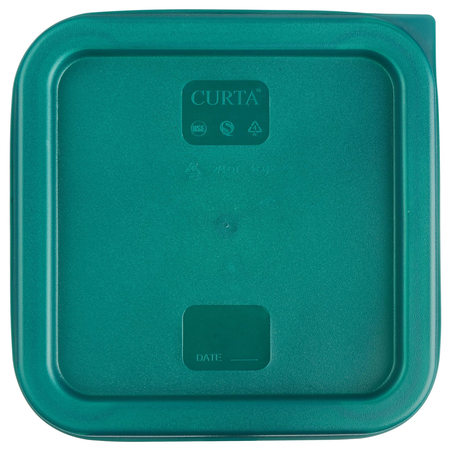 CURTA 4 Pack Food Storage Container with Green Lid - NSF Commercial Grade in 4.0 Qt - Square, Clear, Polycarbonate