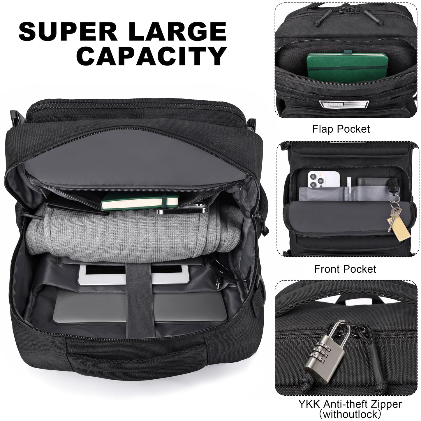DEYACE 40L Travel Backpack Mens TSA Approved Carry-on Durable Large Weekender Backpack Fits 17.3 Inch Laptop YKK-Zipper AER Travel Pack with USB Charging Port Shoes Compartment