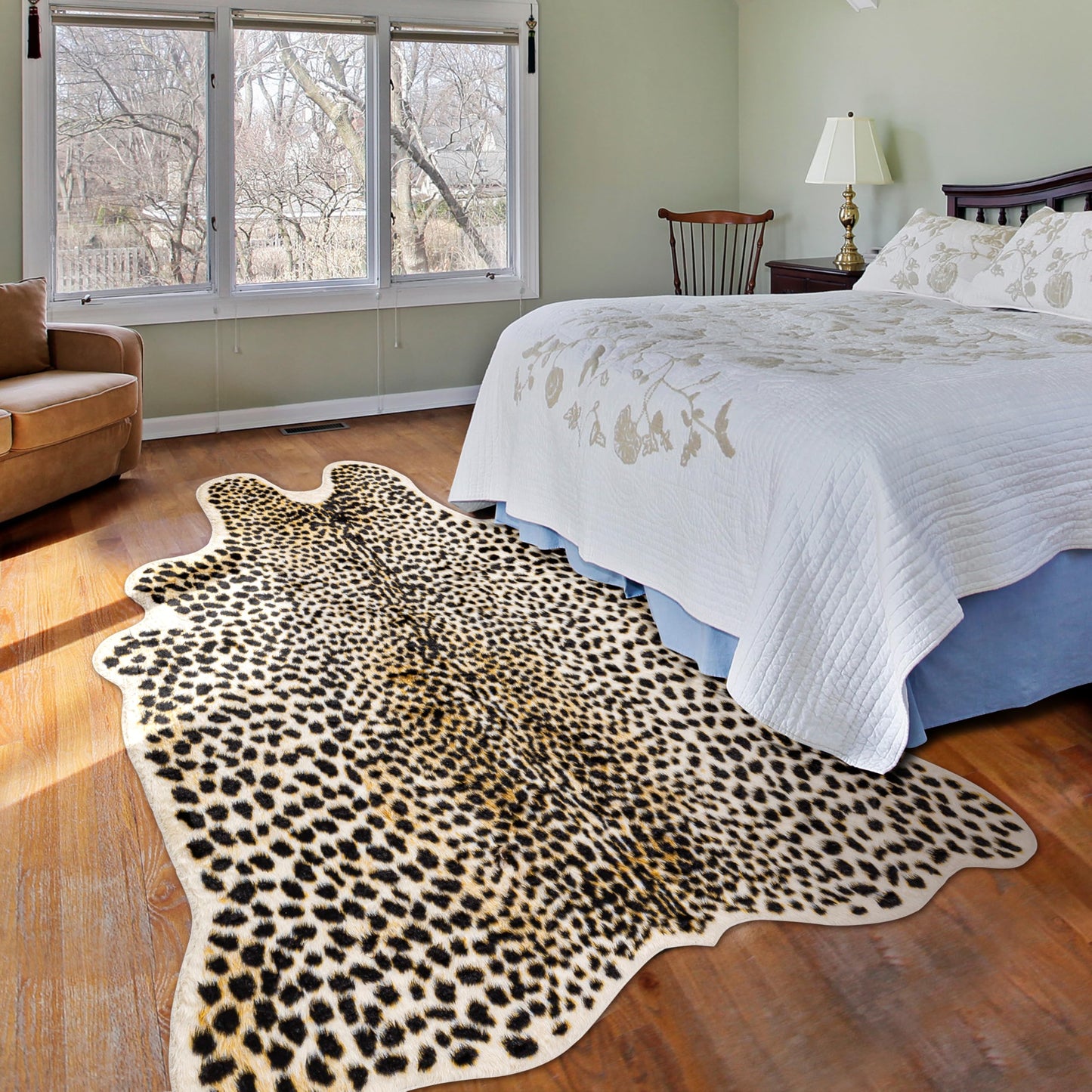 WARM HAVEN Cheetah Print Rug, Leopard Rug 5.2x7 Faux Animal Print Skin Cheetah Area Rug for Bedroom Living Room Animal Fur Hide Rustic Antelope Multicolor