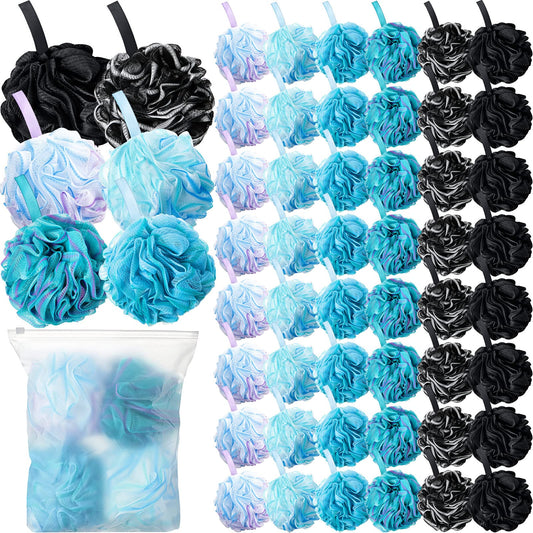 48 Pack Bath Sponge Shower Loofahs Bulk 50g Soft Net Body Scrubber Sponge Ball Body Shower Puff Mesh Pouf Bath Scrunchies Body Wash Puff for Men and Women Exfoliating Shower Pouf Balls ?Regular Color