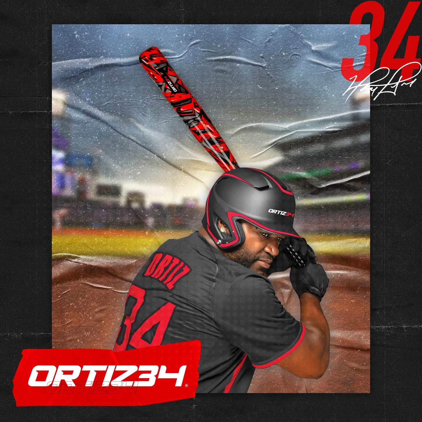 Ortiz34 Grand Slam Set- Graffiti Plastic Bat, 3 Balls, 4 Throw Down Bases