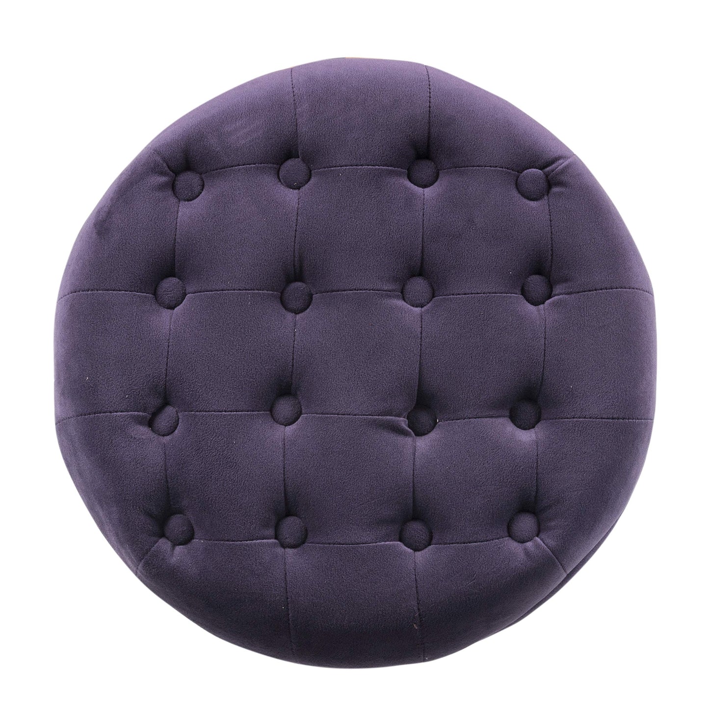 Homepop Home Decor | Upholstered Round Velvet Tufted Foot Rest Ottoman | Ottoman with Storage for Living Room & Bedroom | Decorative Home Furniture, Purple