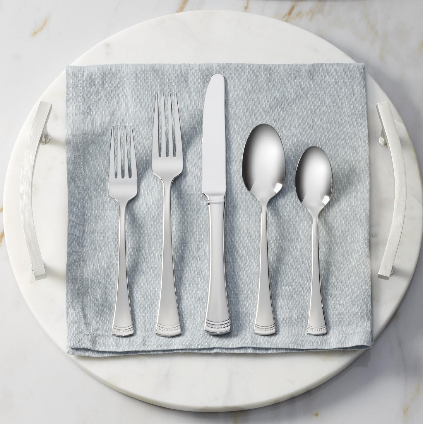Lenox Silverware Set, Portola Mirror 20 Piece Flatware Set, Service For 4, 18/10 Stainless Steel, Dishwasher Safe, Flatware Cutlery Sets, Utensils, Knives Spoons and Forks, Home (Silver, 20 Pieces)